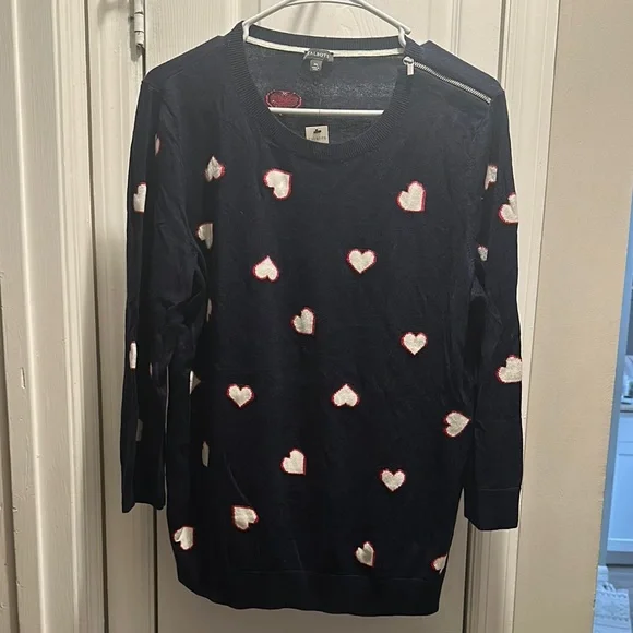 Talbots Sweaters Talbots Xl Nwt Navy Heart Sweater Zipper
